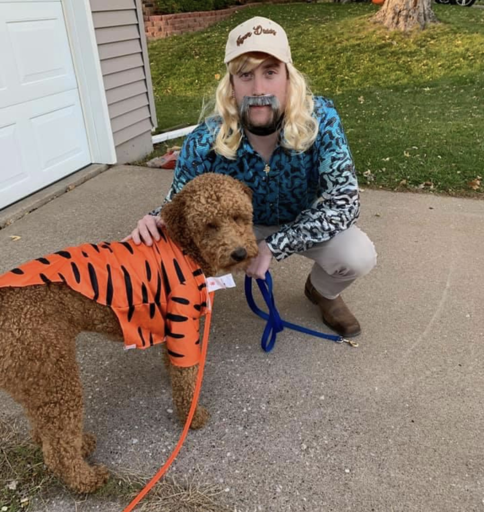 Happy family with their new Golden Doodle puppy